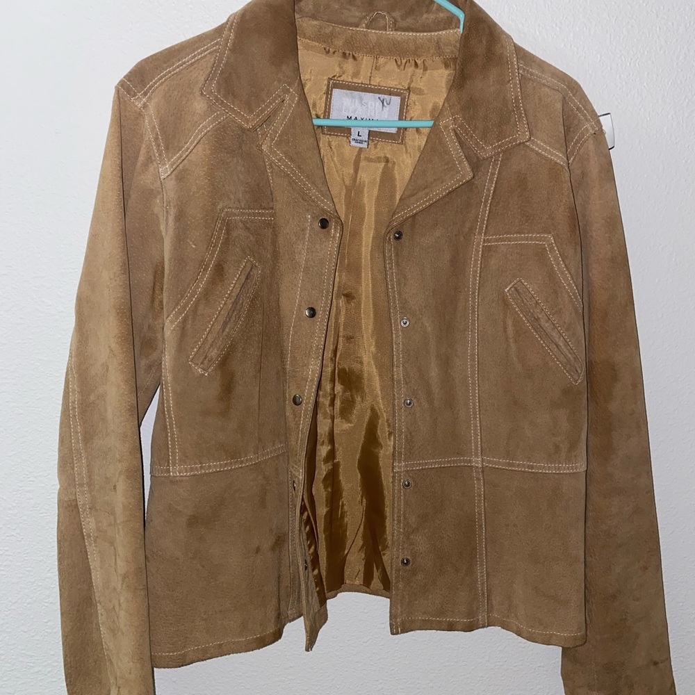 Vintage suede leather tan jacket